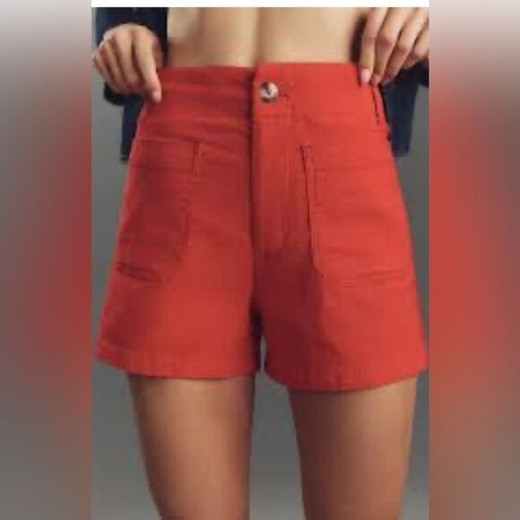 Anthropologie High Waist short in Red 30 - Picture 9 of 9